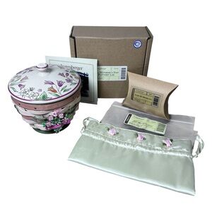 Longaberger NEW 2011 Mother’s Day Basket Combo Ceramic Lid & Floral Charm tie-on
